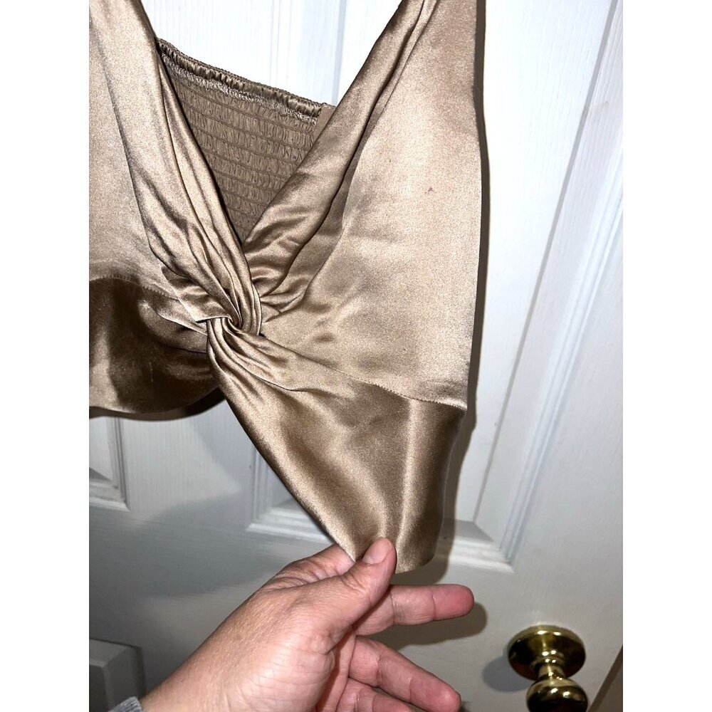 CAMI N.Y.C. 100% Silk Sleeveless Bustier Cropped Tank Top Sz M - Picture 3 of 10